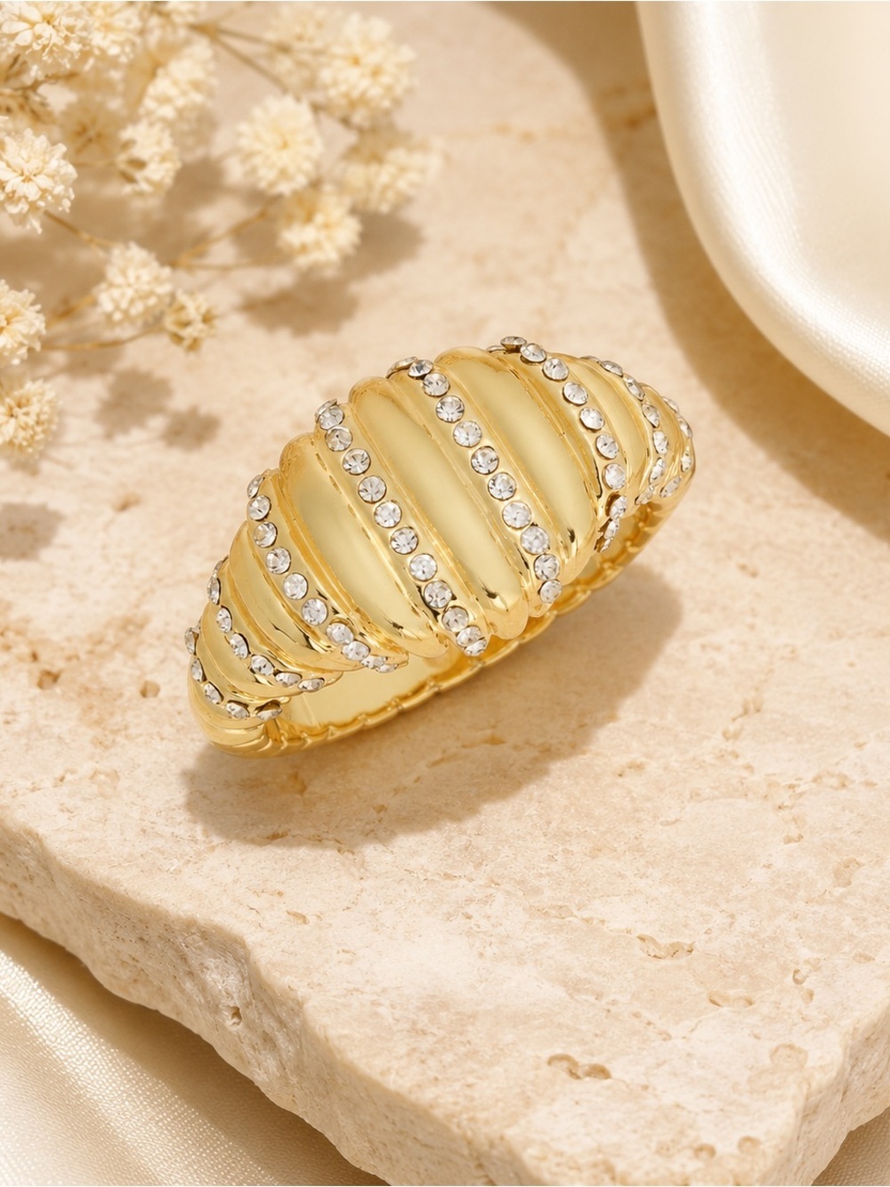 Pave CZ Oval Signet Ring